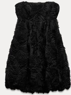 Zara Strapless Rosette Bubble Dress - Black